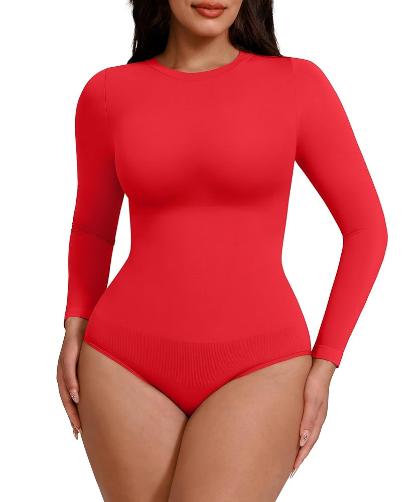 FeelinGirl Shapewear Bodysuit Compression Body Suits Women's Bodysuits High Neck Long Sleeve Plus... | Amazon (US)