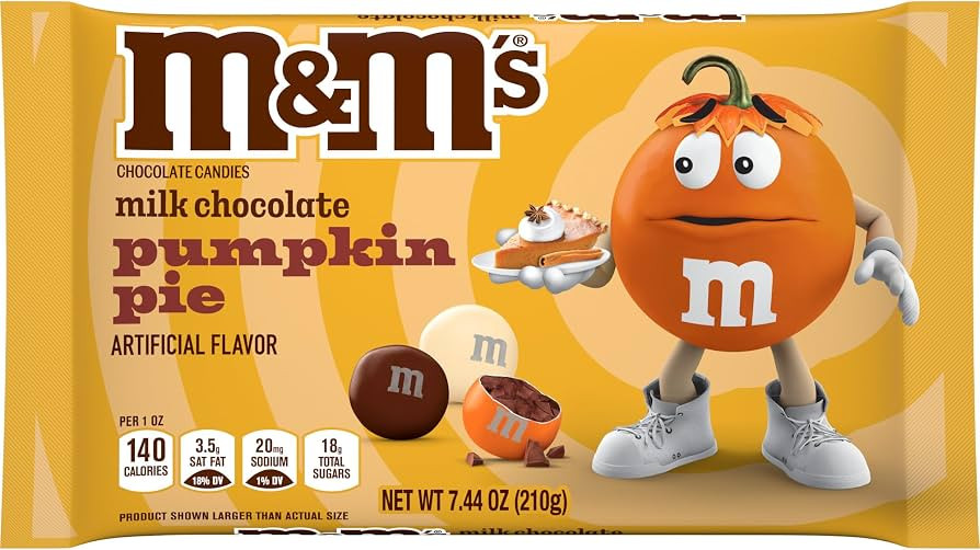 M&M's Milk Chocolate Pumpkin Pie Candy, 7.44 oz Bag | Amazon (US)