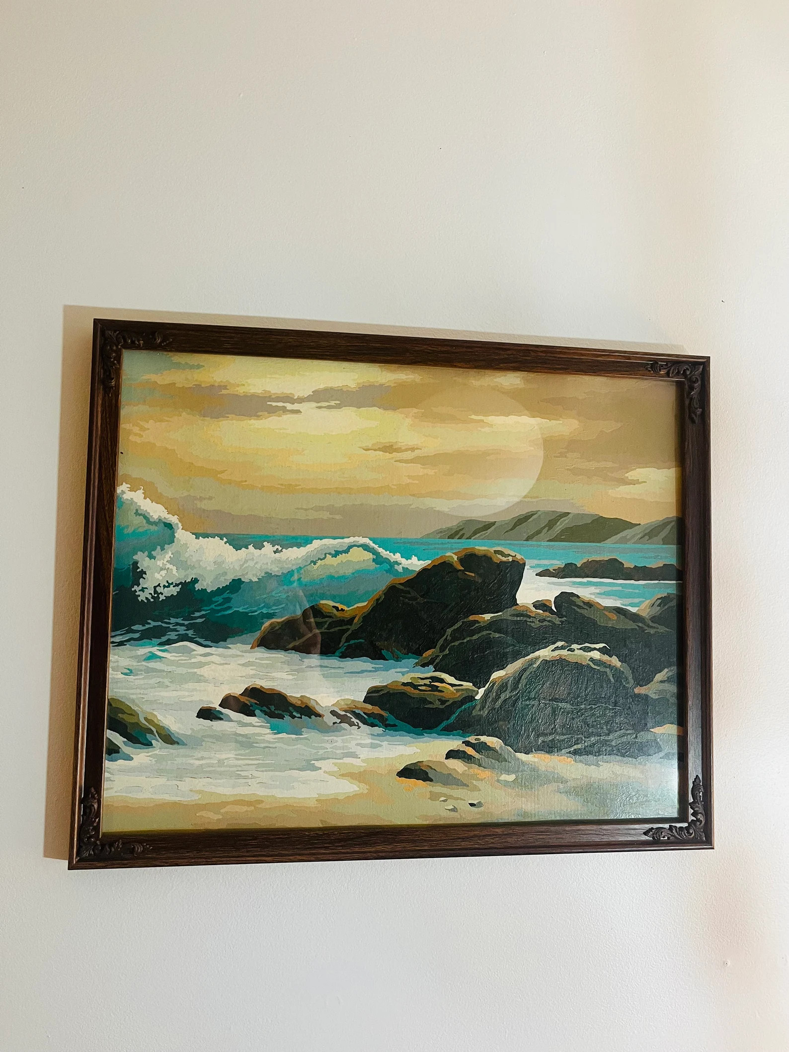 Vintage Paint by Number of Ocean Shoreline Seascape Framed With Glass - Etsy | Etsy (US)