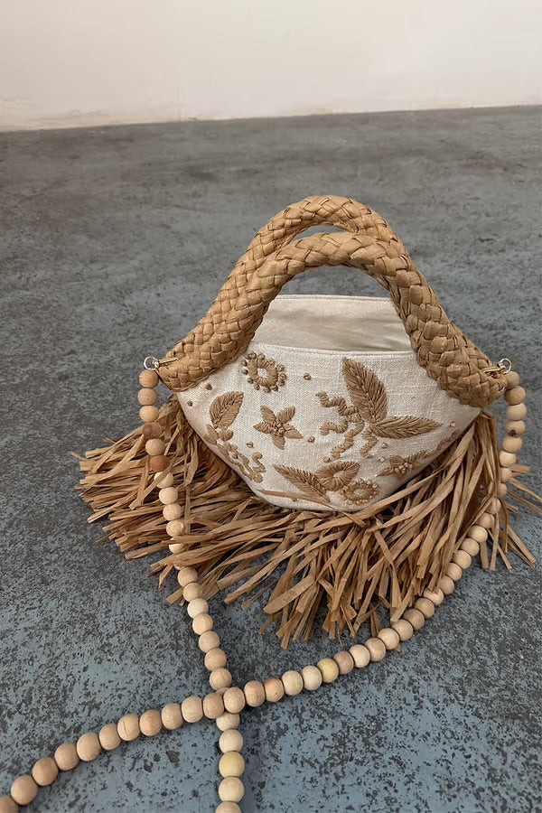 Cream Raffia Cove Mini Bag | ashe couture 