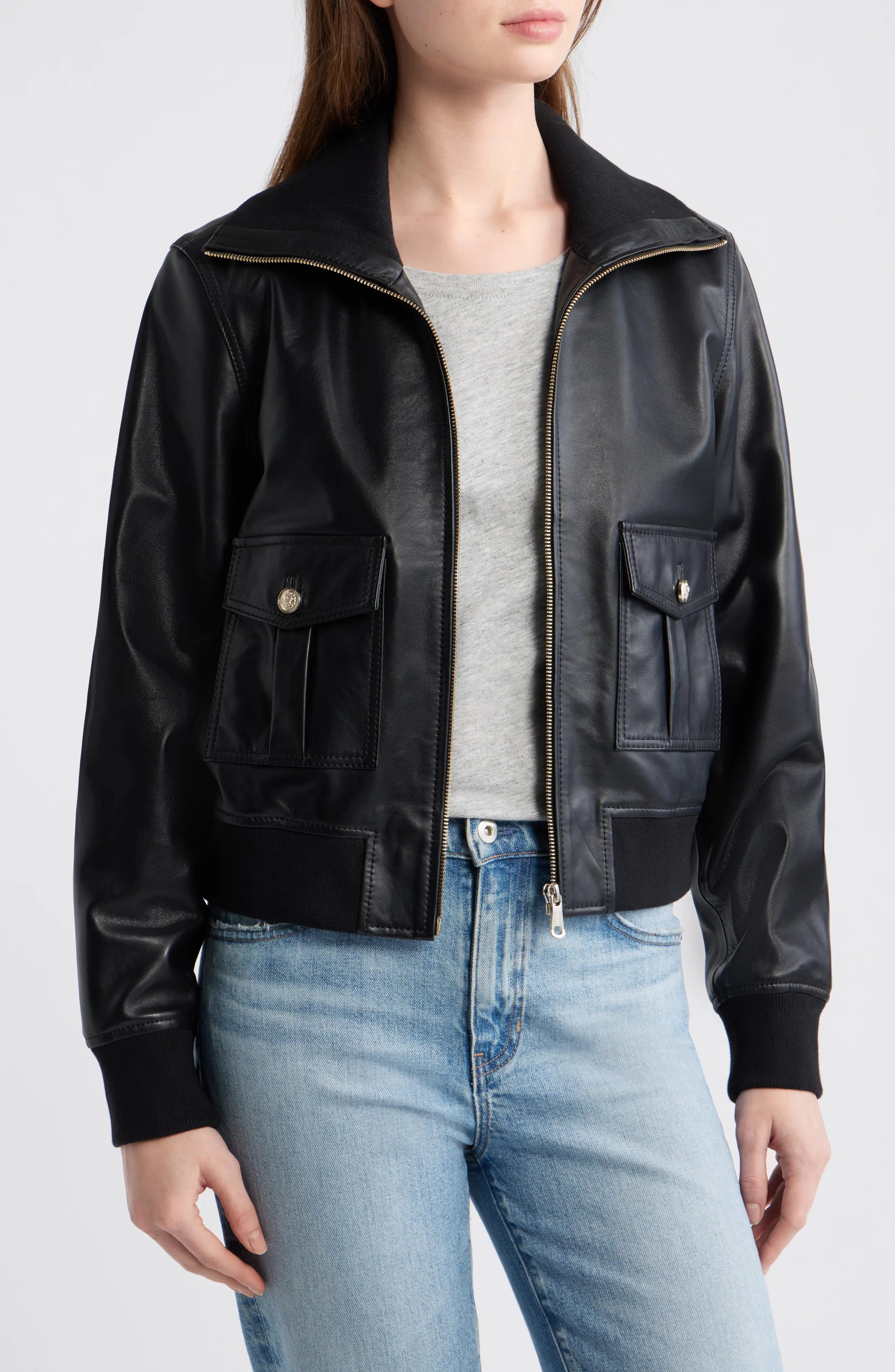 Short Leather Jacket (Women) | Nordstrom | Nordstrom