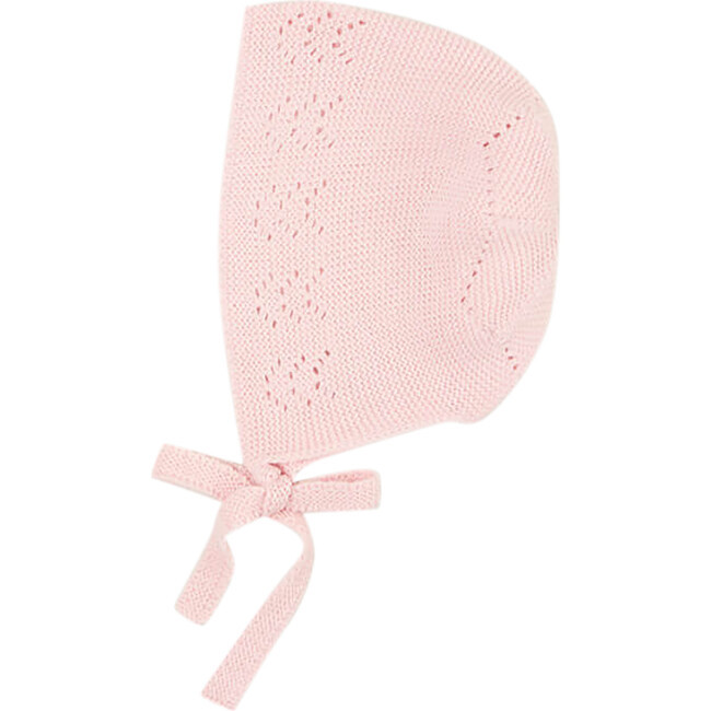 Pepa London | Baby Open Work Tie Bonnet, (Pink, Size Small) | Maisonette | Maisonette