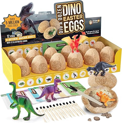 Dan&Darci Dig a Dozen Dino Egg Kit for Kids - Easter Basket Stuffers - Dinosaur Toys Gift 3-12 Ye... | Amazon (US)