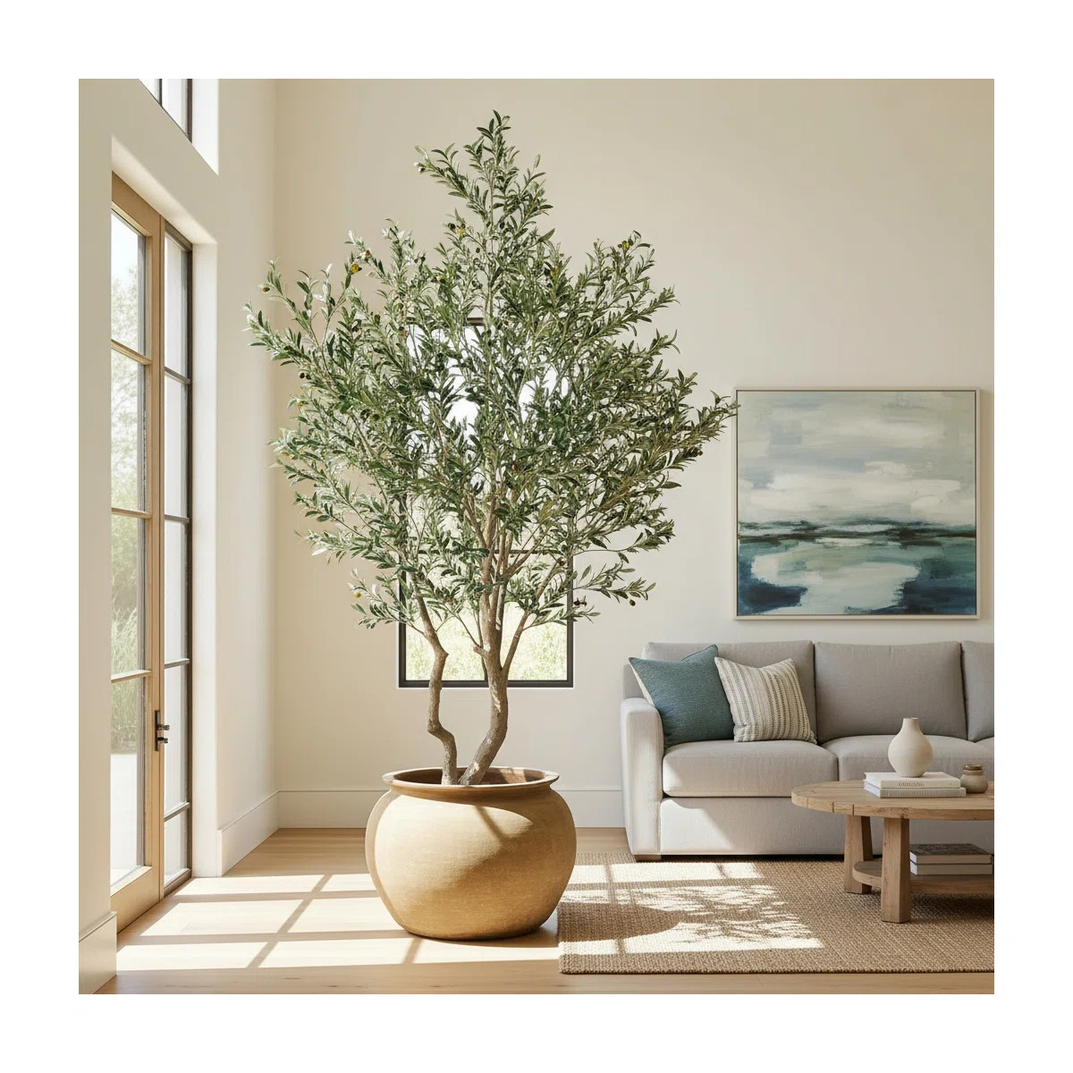 10ft Realistic Faux Olive Tree - Potted Indoor/Outdoor Greenery Decor | Wayfair North America