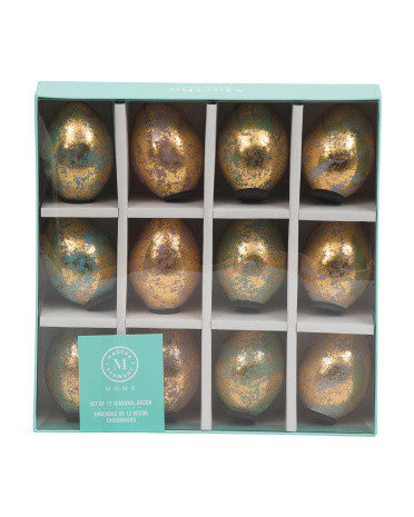 Set 12 Of Glass Eggs With Gold Foil | TJ Maxx