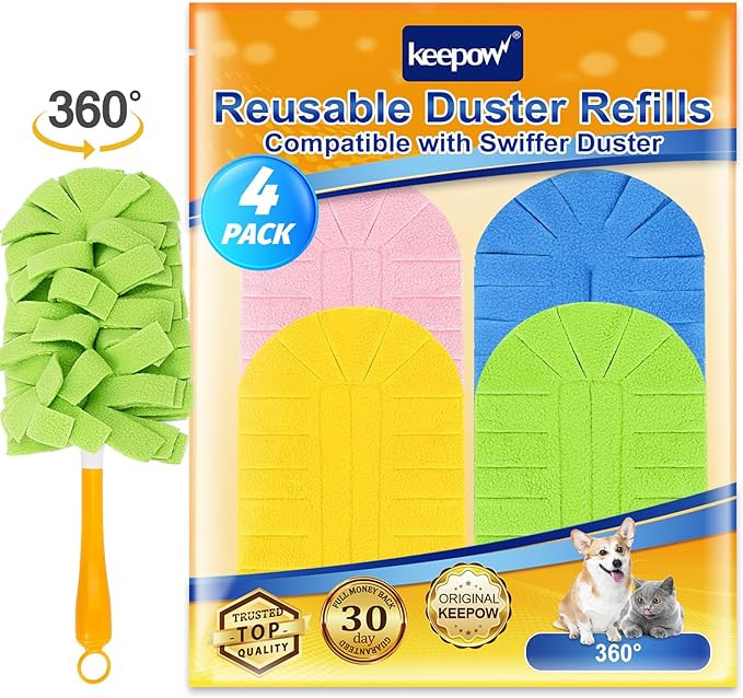 KEEPOW Reusable Duster Refill Fit for Swiffer Duster Extended Handle, Heavy Duty Duster Refills, ... | Amazon (US)