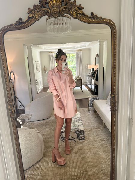 My fav button down shirt dress is on sale 50% off TODAY!! Grab it while you can… comes in 10 colors (I have pink, green, black, and white) 
Wearing a small 

#LTKfindsunder50