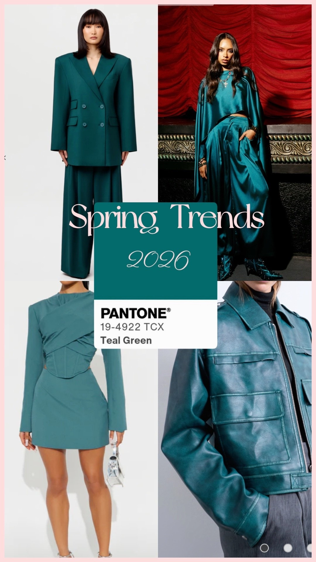 Teal! Trending color for 2026! Teal is setting the mood for 2026 and I’m fully here for it. It’s bold without being loud and works just as well in tailored pieces as it does in softer silhouettes. Whether you add it through a jacket, a dress, or a subtle pop, teal is an easy way to freshen up your wardrobe this year. I linked some great teal finds here. This color will sell out quick for most shops now that it’s a new trending color so hurry before it’s too late  

#LTKgrwm #LTKootd #LTKSeasonal