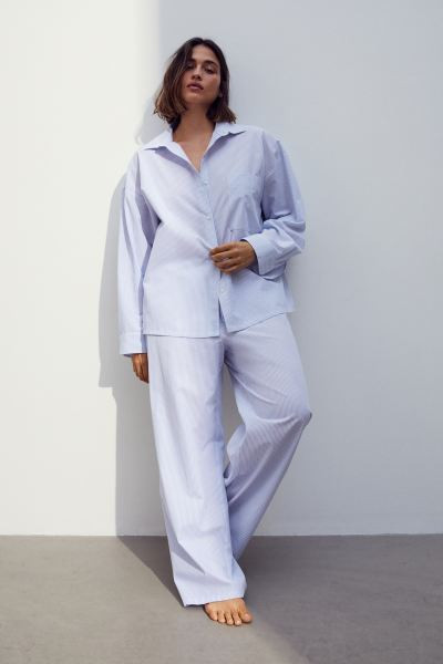 Zweiteiliger Pyjama - Blau/Gestreift - Ladies | H&M AT | H&M (DE, AT, CH, NL, FI)