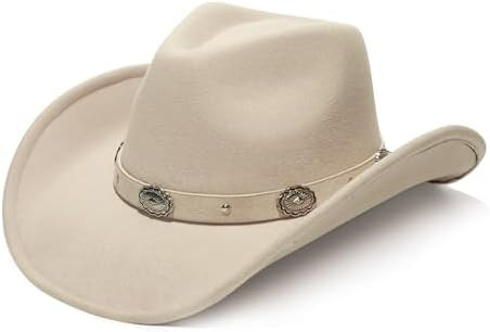 Faux Suede Felt Western Cowboy Hat for Women or Men, Wide Brim, Rivet Strap | Amazon (US)