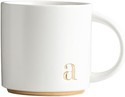 COLLECTIVE HOME - Monogram Ceramic Mugs, 15 oz Golden Initial Coffee Cups, Elegant Alphabet Tea M... | Amazon (US)