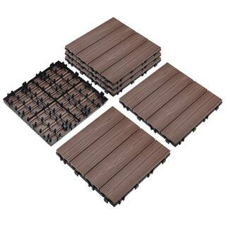 Square 1 ft. x 1 ft. Wood-Plastic Composite Deck Tiles in Russet Canyon (6-Pack) | The Home Depot