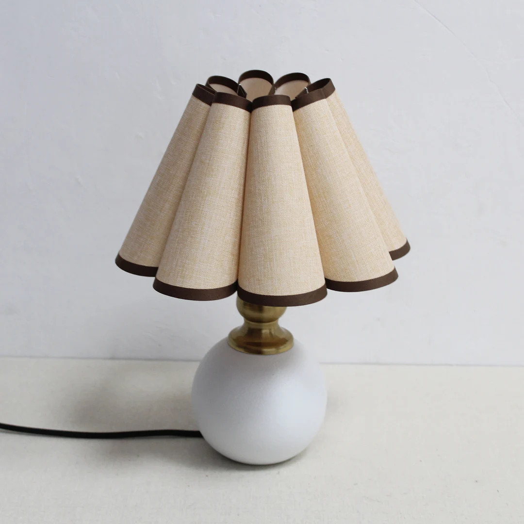 Duzy Handmade Scallop Shape Khaki Cotton Linen and Ceramic Base Lamp for Home Gift-56, 110-240v/5... | Etsy (US)