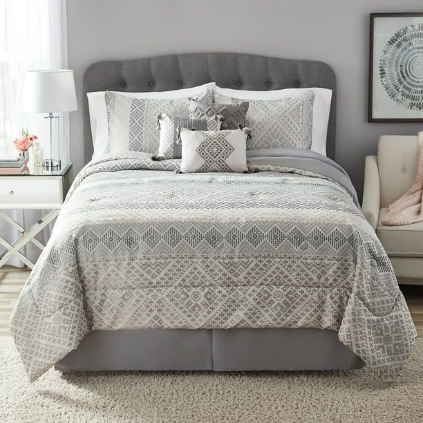 Mainstays Taupe Global 7 Piece Comforter Set Full, Queen | Walmart (US)