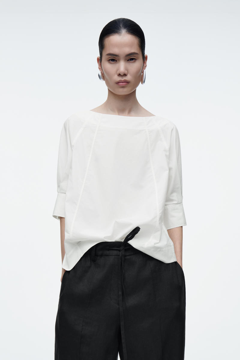 Voluminöse Baumwollbluse Mit U-Boot-Ausschnitt | COS (EU)