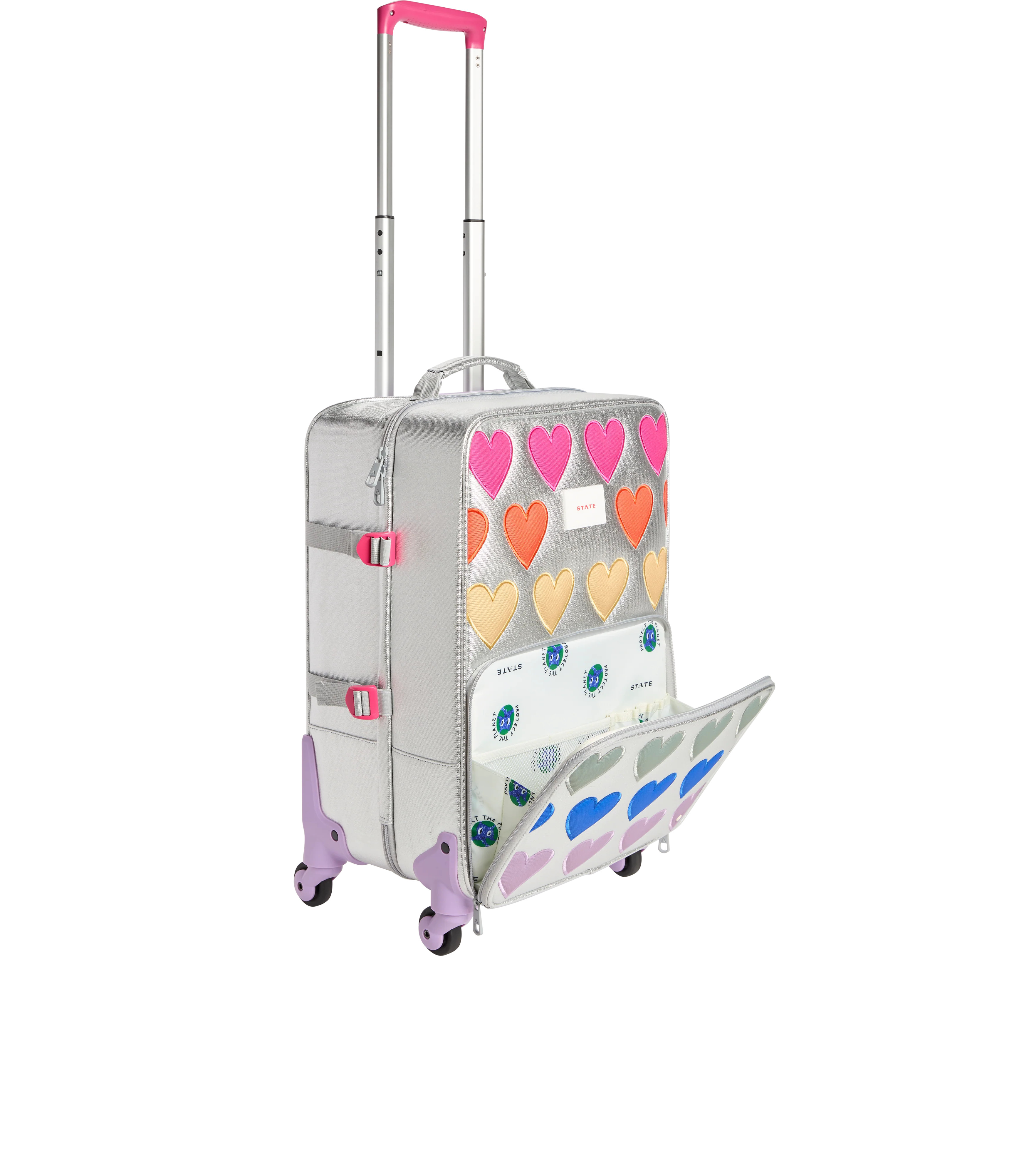 STATE Bags | Logan Suitcase Metallic Patchwork Hearts | STATE Bags