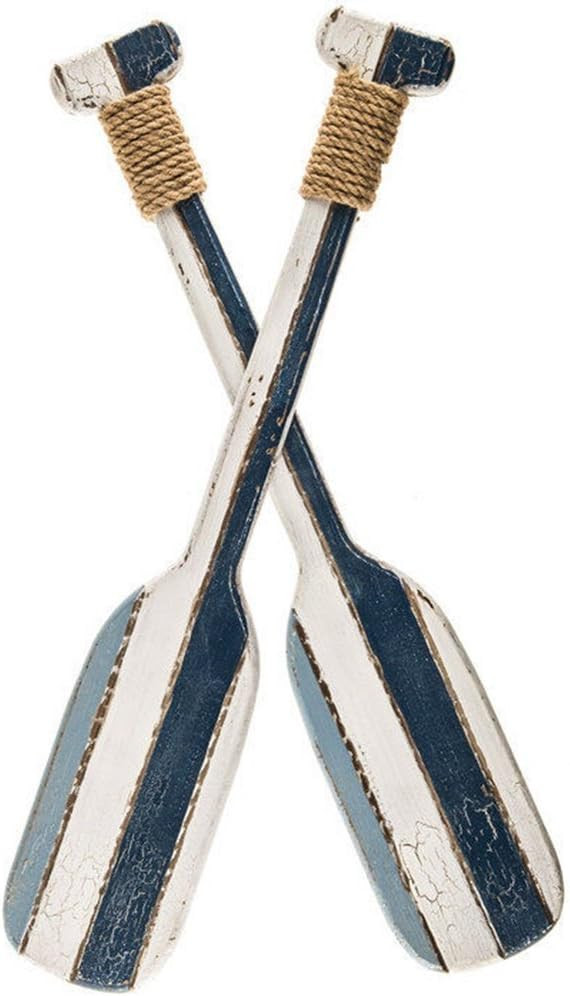 K&N41 Indoor Décor Blue & White Wooden Twin Oar Wall Decor Beach House Paddle Nautical Decor | Amazon (US)