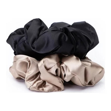 Kitsch Satin Pillow Scrunchies Black/Gold 2 Count | Walmart (US)