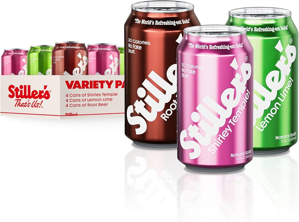 Stiller’s Natural Soda Variety Pack – Shirley Temple, Lemon Lime & Root Beer – 12pk of Low ... | Amazon (US)