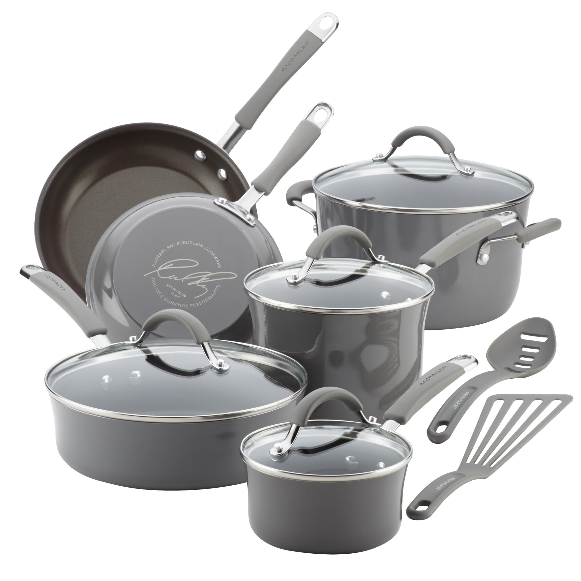Rachael Ray - 16802 Rachael Ray Cucina Nonstick Cookware Pots and Pans Set, 12 Piece, Sea Salt Gr... | Amazon (US)
