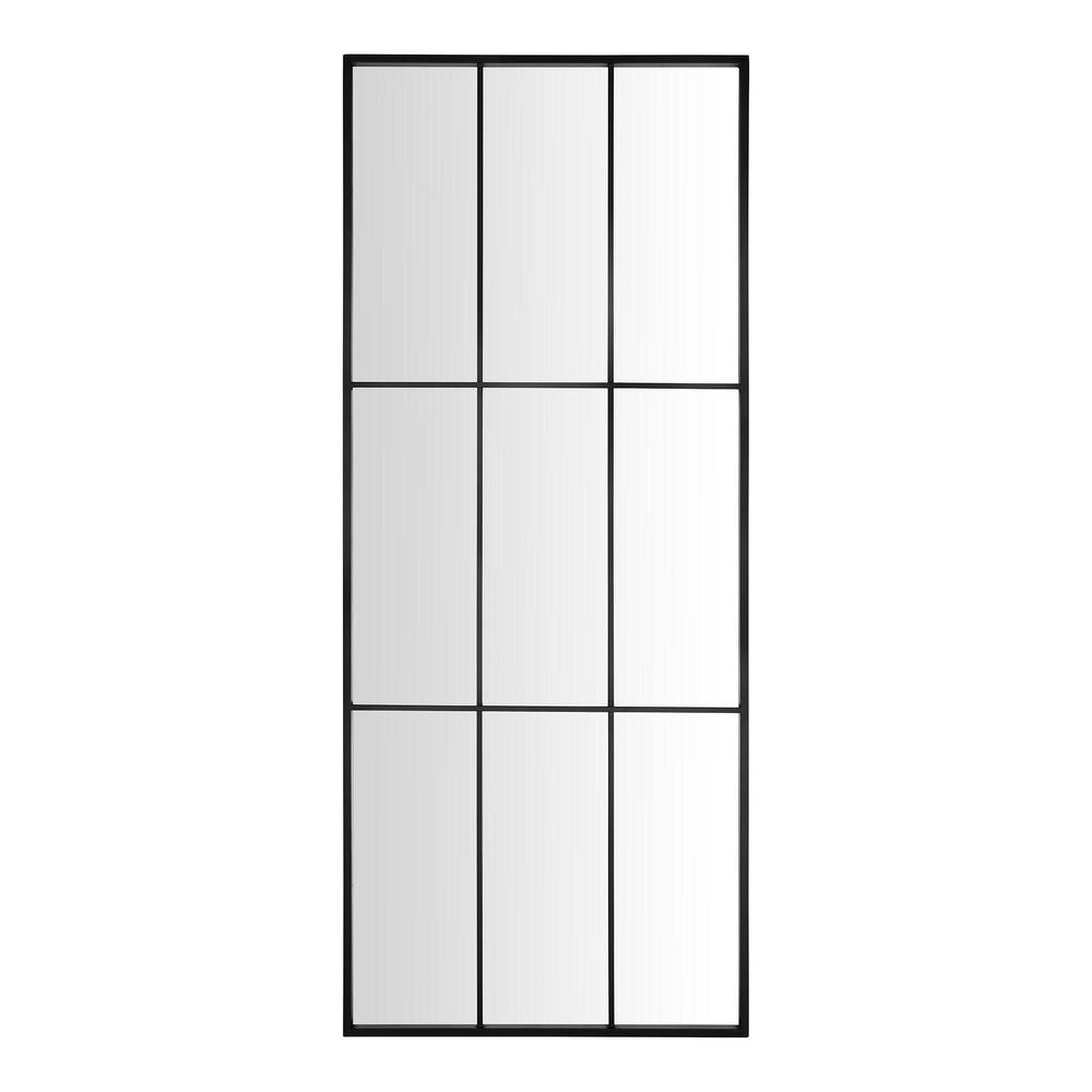 Home Decorators Collection Oversized Black Metal Frame Windowpane Classic Floor Mirror (70 in. H ... | The Home Depot