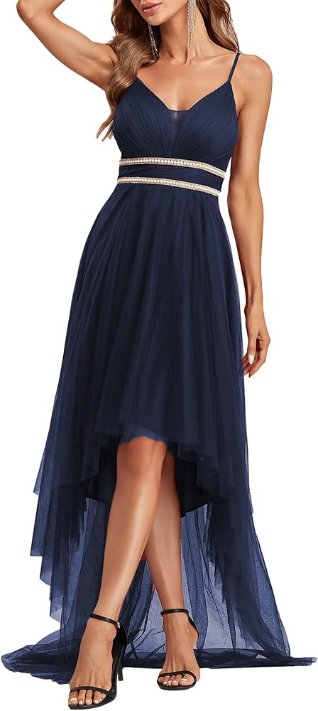 Ever-Pretty Women's Spaghetti V Neck A-line High-Low Party Dress Long Evening Dress 0212 | Amazon (US)