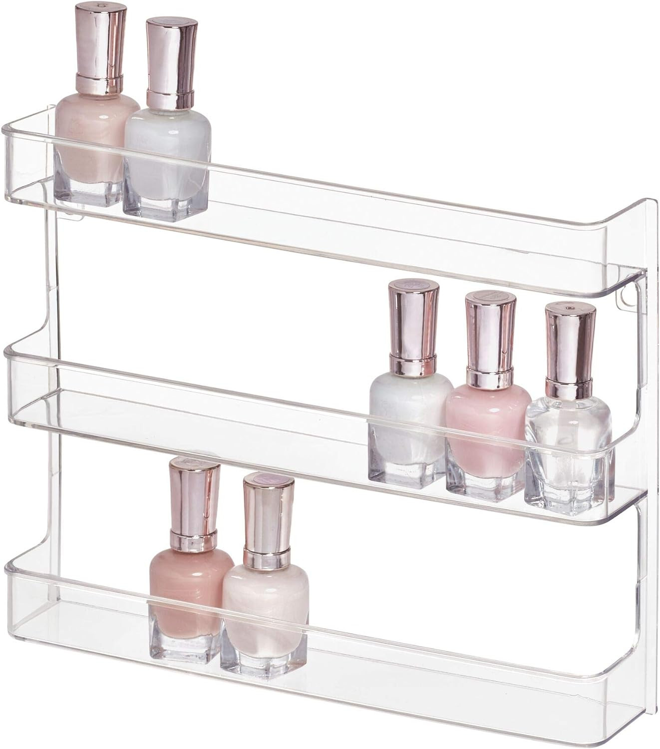 iDesign Clarity BPA-Free Plastic Wall Mount 3-Shelf Storage Rack - 11.07" x 2.02" x 8.78", Clear | Amazon (US)