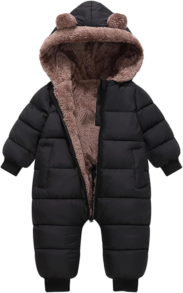 XIFAMNIY Newborn Winter Snowsuit Baby Infant Boys Girls Bear Outfit Warm Jumpsuit Outwear Romper ... | Amazon (US)