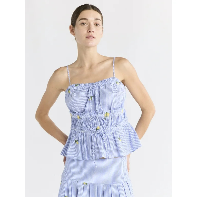 Free Assembly Women's Tiered Ruffle Cotton Sleeveless Top, Sizes XS-XXL - Walmart.com | Walmart (US)