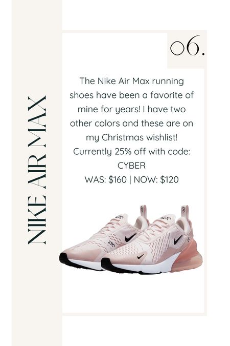 Nike Air Max running shoes are truly the best!! I have them in two other colors and I have been dreaming about the pink! Shop while they are still 25% off! 

Nike | shoes | sneakers | air max | gift guide 

#LTKsalealert #LTKGiftGuide #LTKshoecrush