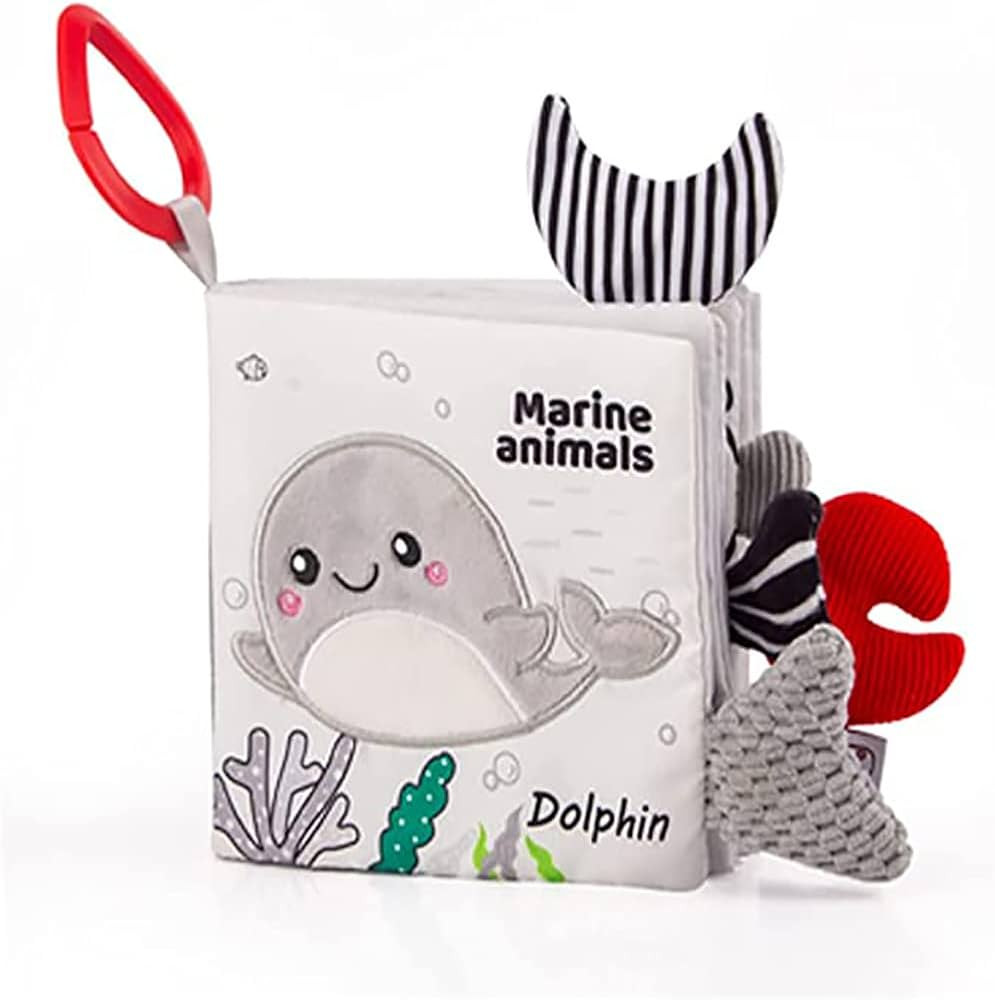 Cloth Books for Babies, Touch and Feel Crinkle Ocean Crinkle Book for Infant Baby Teething Toys 6... | Amazon (US)