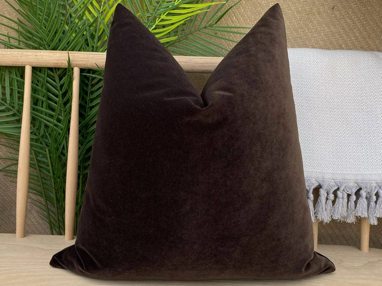 Dark Brown Velvet Pillow Cover, Soft Velvet Pillow Cushion, Brown Velvet Pillow Cushion, Matte Br... | Etsy (US)