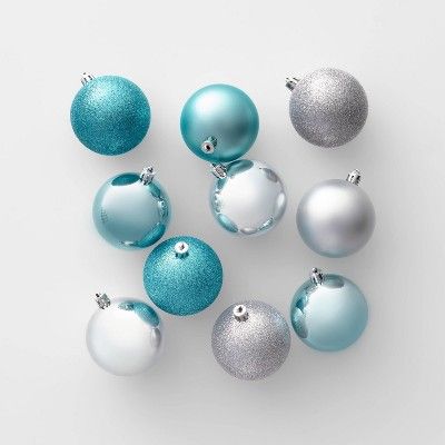 50ct Shatter-Resistant Christmas Ornament Set Light Blue and Silver - Wondershop™ | Target