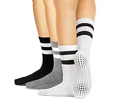 LA ACTIVE Grip Socks - 3 Pairs - Yoga Pilates Barre Ballet Non Slip Crew Hospital | Amazon (US)