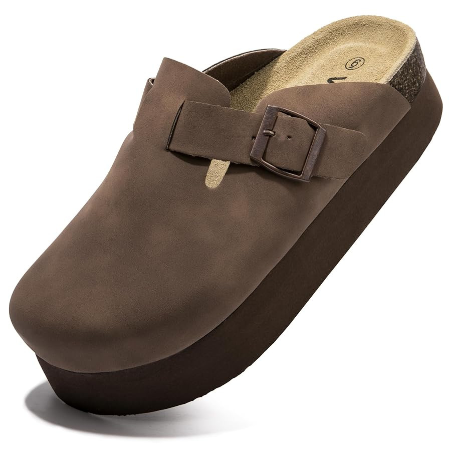 Women's Suede Clogs Cork Footbed Sandals Comfort Platform Mules with Arch Support Adjustable Buck... | Amazon (US)