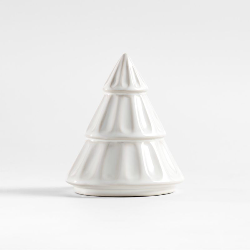 Dover Small White Ceramic Christmas Tree 5" | Crate & Barrel | Crate & Barrel