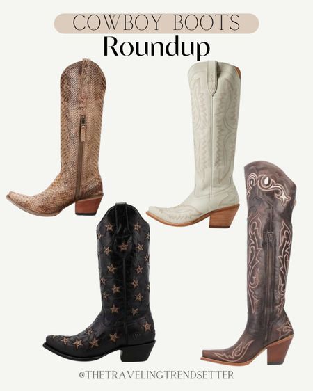 Cowboy boot round up - western fashion  / spring boots - bootie , cowgirl boots - Nashville outfits - music festival - country - rodeo - black  boots , white boots , cream , and brown boots 

#LTKshoecrush #LTKstyletip #LTKFestival