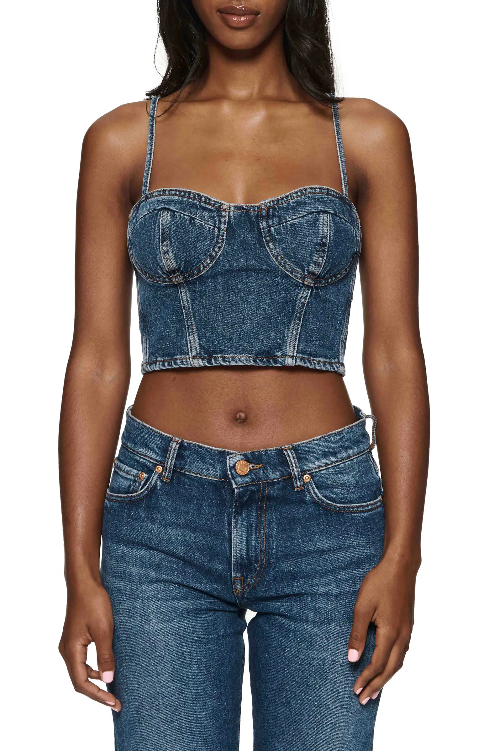 PURPLE BRAND Denim Corset Crop Top | Nordstrom | Nordstrom