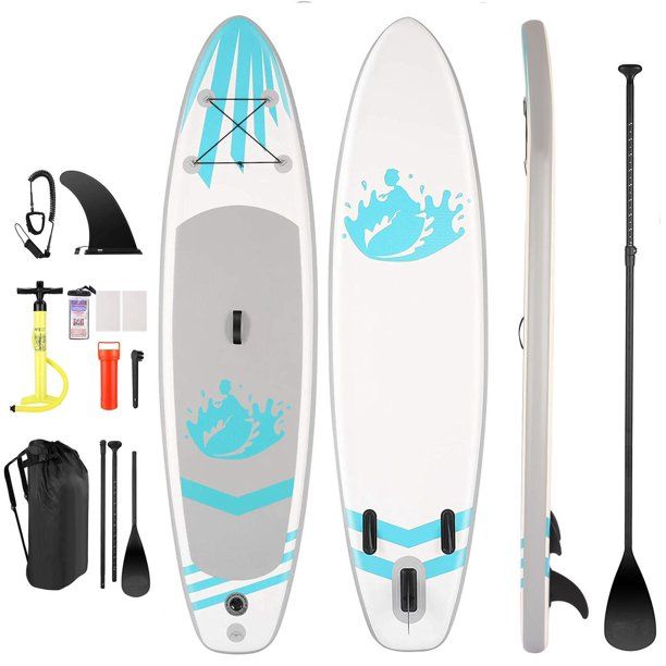 10'6" Inflatable Stand Up Paddle Board SUP w/ 3 Fins, Adjustable Paddle, Pump & Carrying Backpack | Walmart (US)