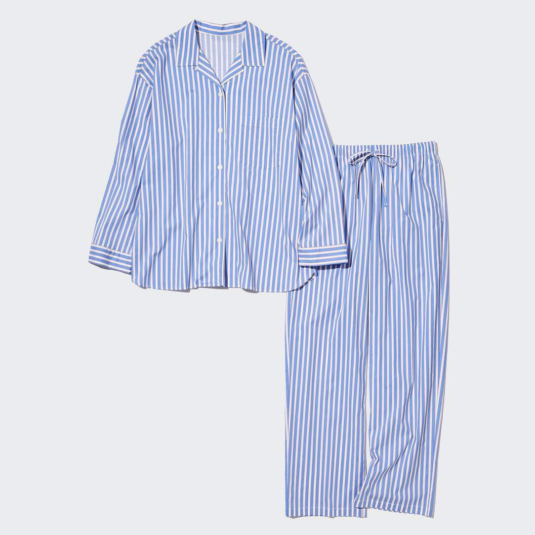 Soft Stretch Striped Long Sleeved Pyjamas | UNIQLO (UK)