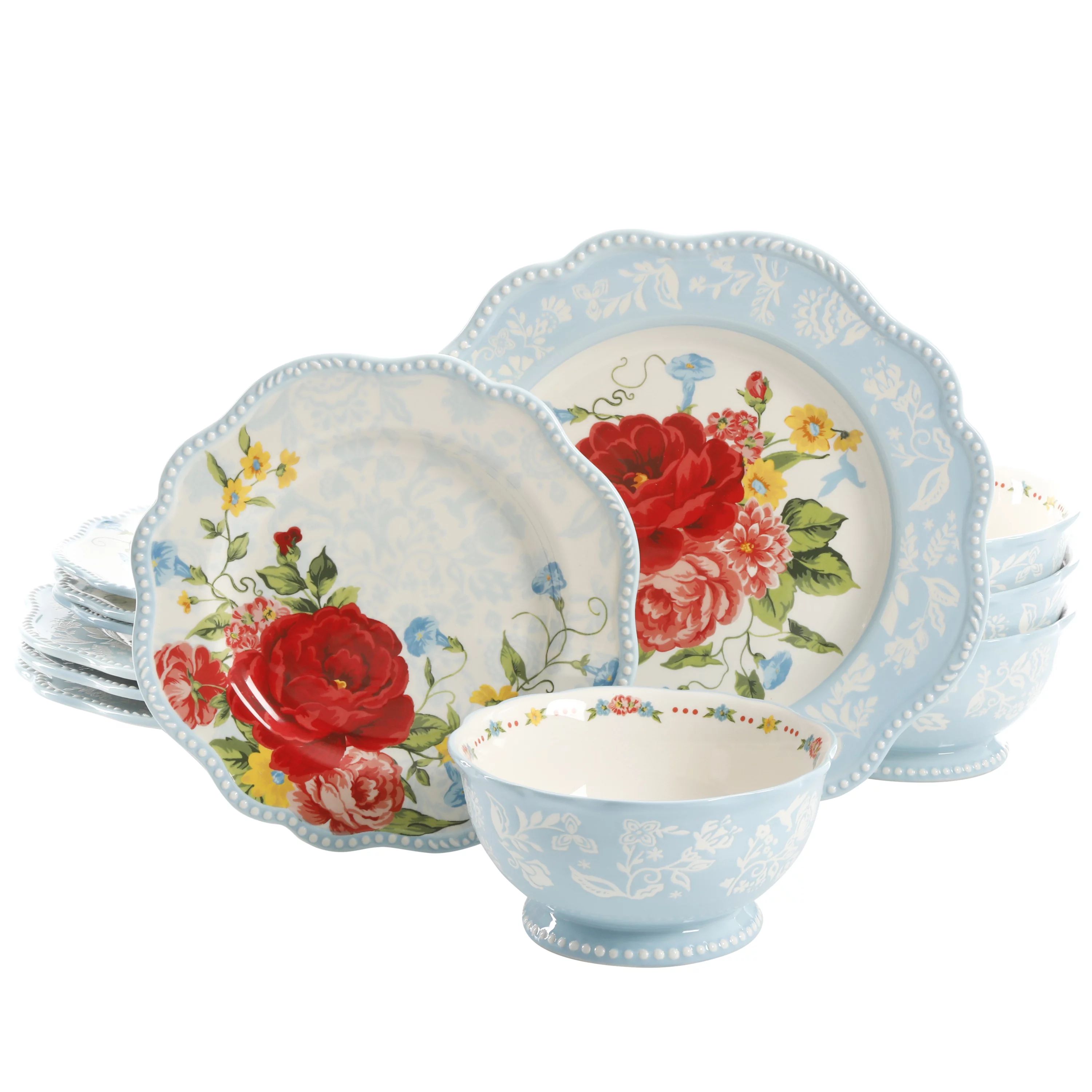 The Pioneer Woman Sweet Rose 12-Piece Dinnerware Set | Walmart (US)