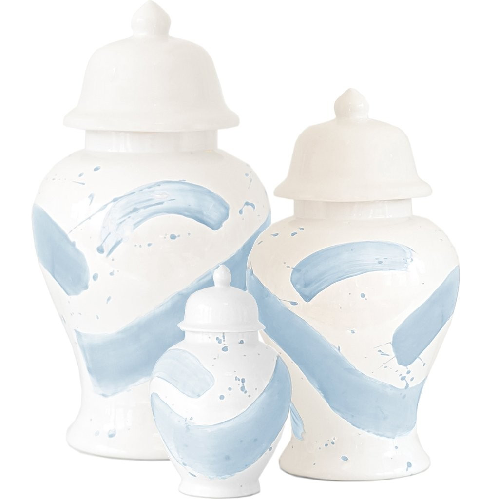 Hydrangea Light Blue Brushstroke Ginger Jars | Lo Home by Lauren Haskell Designs