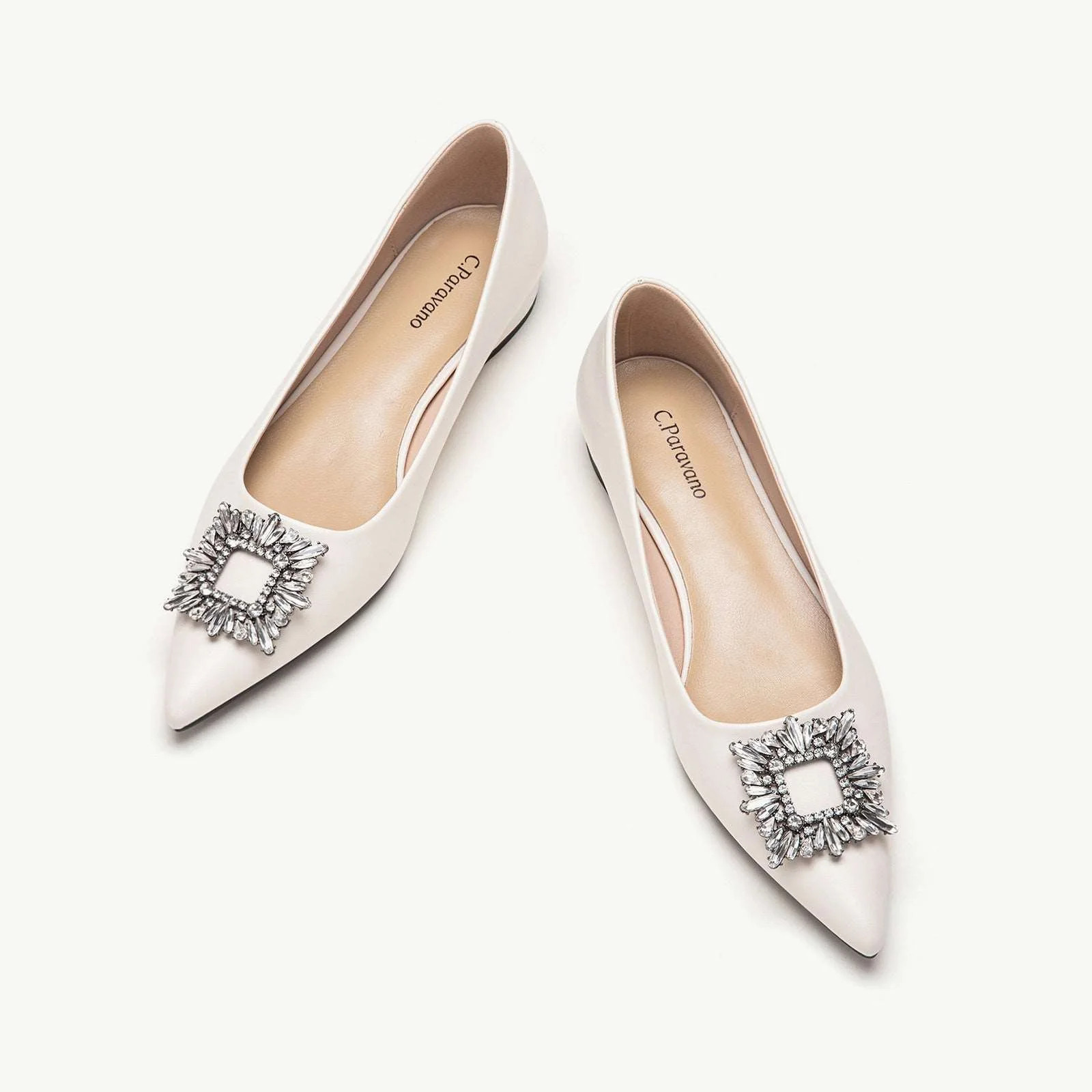 Crystal Buckle Embellished Flats | C.Paravano | cparavano