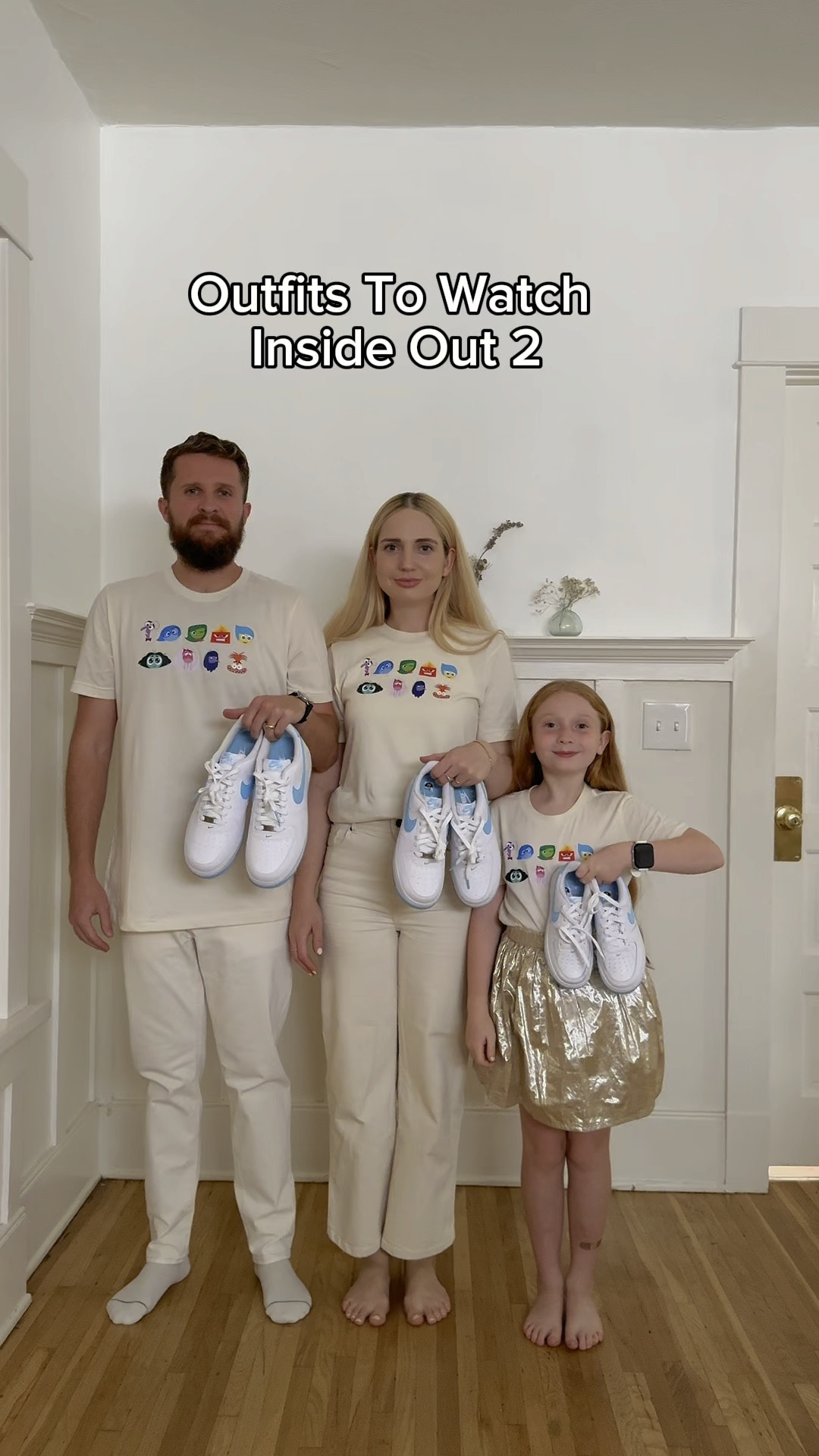 Inside Out 2 family outfits!

Sizing for Shirts
Jake - unisex large
Celeste - unisex small
Lila - youth medium 
*runs oversized, we all could have sized down*

Size for Nikes:
Jake - men 10.5
Celeste - men 6.5
Lila - kids 2
*fits perfect, runs true to size* 

#LTKShoeCrush #LTKFamily #LTKVideo