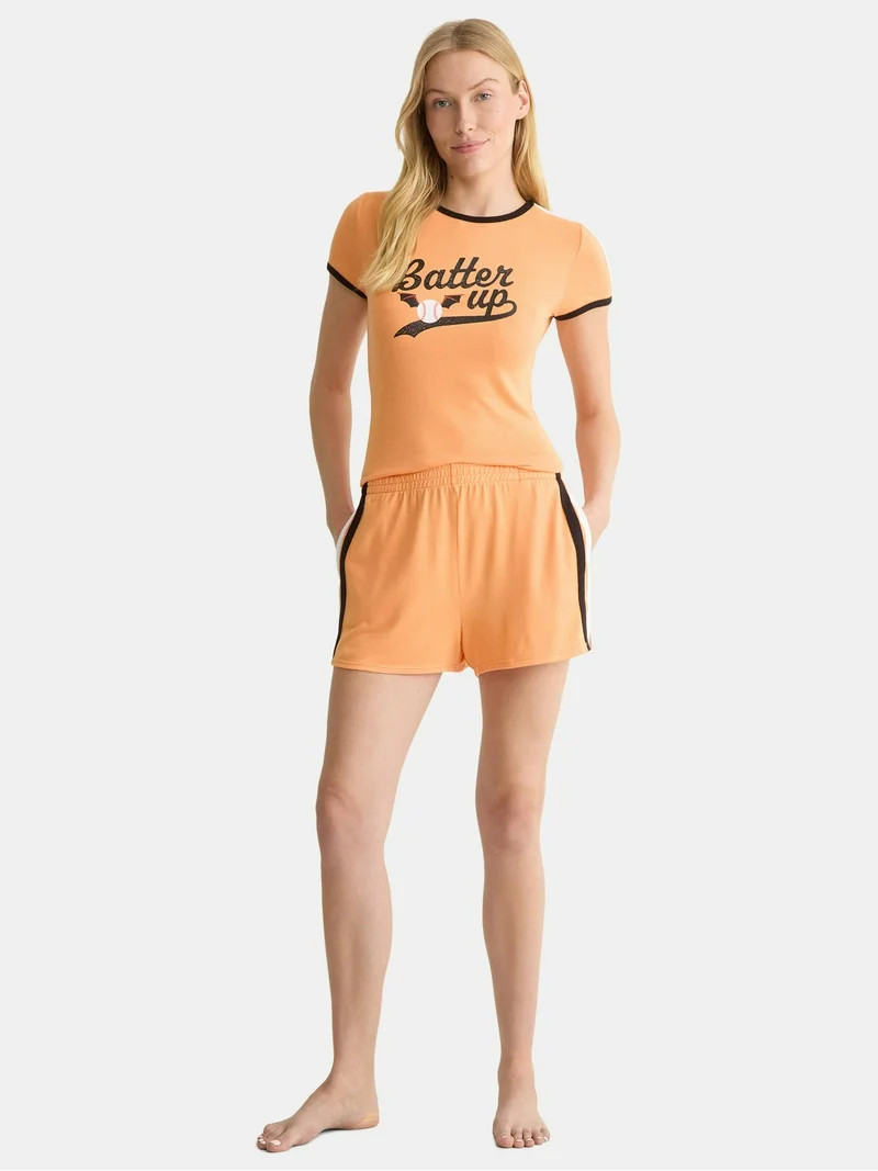Halloween Women's and Women’s Plus Varsity Tee and Shorts Pajama Set, 2-Piece, Sizes XS to 3X | Walmart (US)