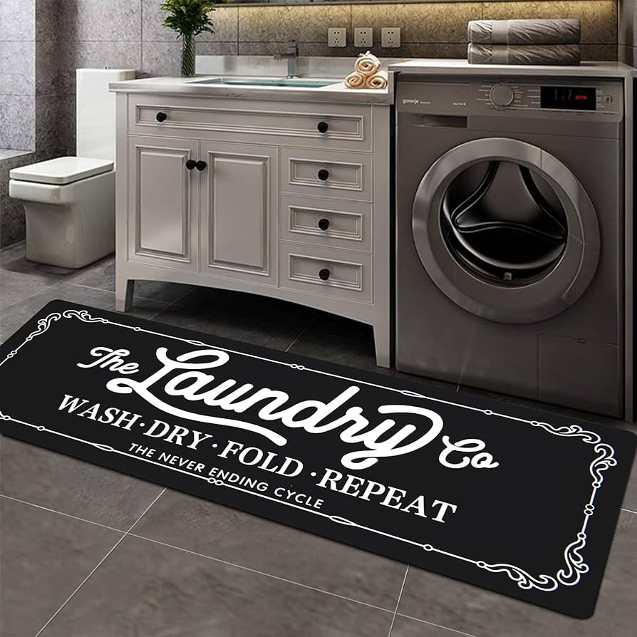 Pauwer Farmhouse Rug Runner 20"X59" Non Slip Laundry Rugs and Mats for Laundry Room Decor Washabl... | Amazon (US)