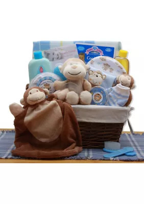 Gbds A New Little Monkey New Baby Gift Basket - Blue | Belk
