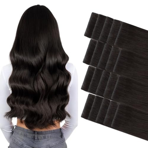 GOO GOO Invisi Edge Tape in Hair Extensions Human Hair, 2 Dark Brown 20pcs 18inch 50g, Virgin Remy Hair, Seamless Injected Tape, Natural Look | Amazon (US)