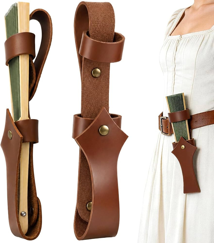 1Pcs Brown Leather Fan Holster Belt Holster for 8.5 Inch Folding Hand Fans | Amazon (US)