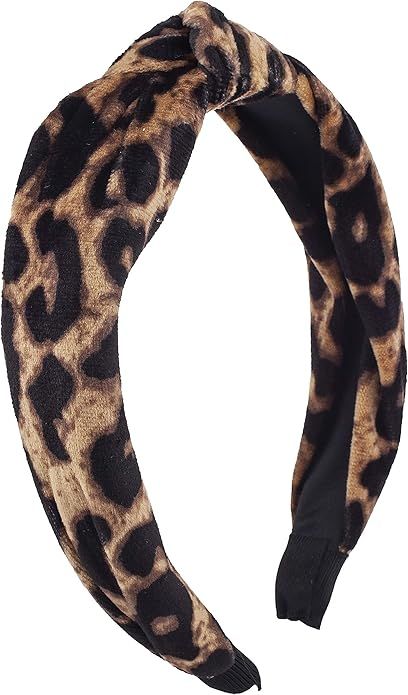 Lux Accessories Leopard Animal Print Tie Fabric Fashion Headband | Amazon (US)